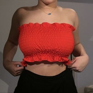 RED RUFFLE TUBE TOP